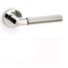 Alexander & Wilks AW202 Hurricane Reeded Lever on Round Rose Door Handle