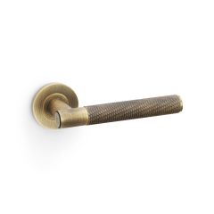 Alexander & Wilks AW220 Spitfire Knurled Lever on Round Rose Door Handle