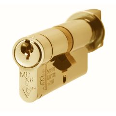 Eurospec 70mm(35/35) 6 Pin Keyed Alike Euro Cylinder & Turn Polished Brass CYF74370PB