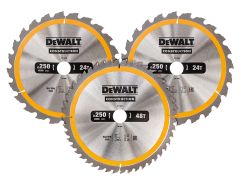 DEWALT DT1963-QZ Construction Circular Saw Blade 3 Pack 250 x 30mm x 24T/48T