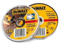 DEWALT DT42335TZ-QZ Metal/Stainless Cutting Disc 115 x 1.2 x 22.23mm (Tin of 10) DEWDT42335TZ