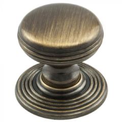 Carlisle Brass Fingertip Delamain Ringed Knob-Florentine Bronze-Knob Ø:28mm,Rose Ø:30mm,Projection:29mm
