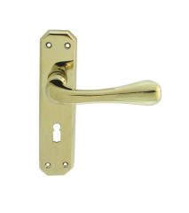 Carlisle Brass Eden Lever on Lock Backplate-Satin Brass-Lock Profile
