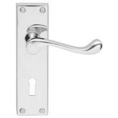 Carlisle Brass DL54CP Polished Chrome Victorian Scroll Lock Door Handle Backplate