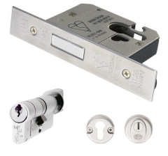 
Easi-T BS Euro Profile BS Turn Cylinder Deadlock Set-Bright Stainless Steel-76mm (3.0")
