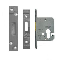 Easi-T BS Euro Profile BS Cylinder Deadlock-Bright Stainless Steel-66mm (2.5")-Square