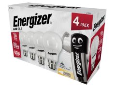 Energizer S14056 LED BC (B22) Opal GLS Non-Dimmable Bulb, Warm White 806 lm 8.2W (Pack 4)