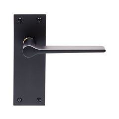 Carlisle Brass Velino Lever on Flat Backplate-Minimum 44mm-Matt Black-Door Handle