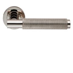 EUL050PN Varese Knurled Lever Handle on Round Rose Door Handle