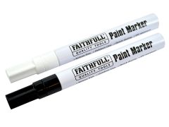 Faithfull FAIPMBLKWHI Paint Marker Pen Black & White (Pack 2)