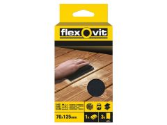 Flexovit 63642556830 Hook & Loop Sanding Block Kit Assorted 70 x 125mm (Pack 3)