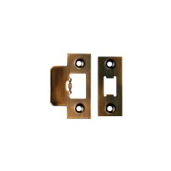 Forend Strike & Fixing Pack To Suit Heavy Duty Tubular Latch-Antique Brass-Square Forend