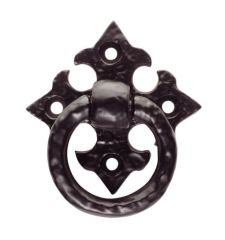 Carlisle Brass Fingertip Ring Pull on Gothic Cross Backplate