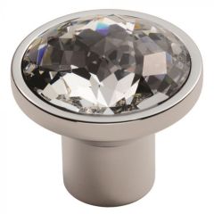 Fingertip Round Crystal Knob-Polished Chrome