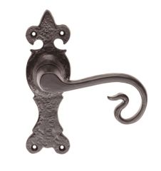 Carlisle Brass LF5117 Ludlow Black Antique Curly Tail Fleur De Lys Door Handle Lever Backplate