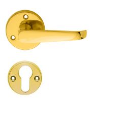 Carlisle Brass Traditional Range Victorian Styled Handle on Round Rose-Polished Brass-Euro Profile / Escutheon
