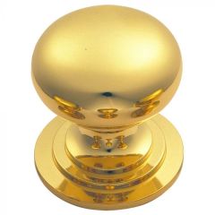 Carlisle Brass Victorian Cupboard Knob-Polished Brass-Knob Ø:25mm,Rose Ø:25mm,Projection:25mm

