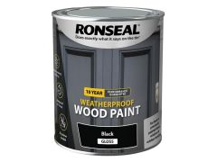 Ronseal 38772 10 Year Weatherproof Wood Paint Black Gloss 750ml