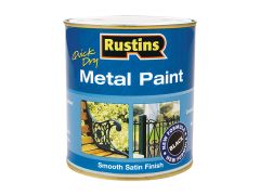 Rustins MPBK1000 Quick Drying Metal Paint Smooth Satin Black 1 Litre