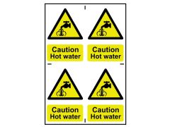 Scan 1309 Caution Hot Water - 4 PVC Signs 100 x 100mm