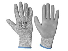 Scan H3101-3 Grey PU Coated Cut 3 Gloves - L (Size 9)