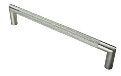 Eurospec Steelworx 304 Mitred Knurled Door Pull Handle - Satin Stainless Steel - Centres: 300mm, Dia.: 20mm
