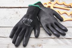 SCAN Pack of 10 Black PU Gloves