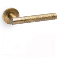 Alexander & Wilks AW223 Spitfire Hammered Lever on Round Rose Door Handle