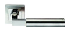 Eurospec SSL1406DUO Bright / Satin Stainless Steel Steelworx Fagus Lever on Sprung Square Rose Door Handles