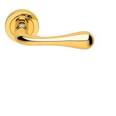 Carlisle Brass Manital Astro Lever on Round Rose Italian Door Handle-Polished Brass-Door Handle