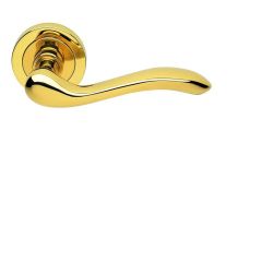 Carlisle Brass Manital Apollo Lever on Round Rose Italian Door Handle-Polished Brass-Door Handle