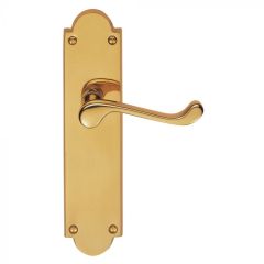 Carlisle Brass Victorian Scroll Lever on Shaped Backplate-Polished Brass-Door Handle
