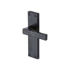 M.Marcus Architectural Hardware Black Iron Cheswell Door Handle on Plate