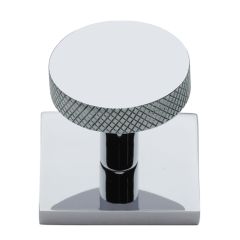Heritage Brass Knurled Disc Cabinet Knob with Square Backplate