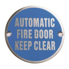 Steel Line Automatic Fire Door Keep Clear Engraving